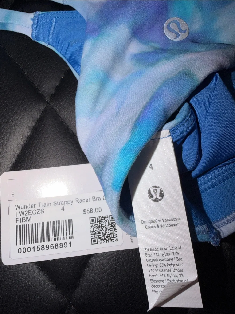 lululemon athletica Blue Lavender Watercolor Print Sports Bra